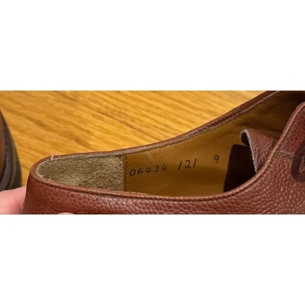 Salvatore Ferragamo Studio Brown Pebble Grain Leather Vibram Lug Derby Shoes 9D